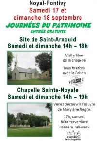 Journées du patrimoine. Du 17 au 18 septembre 2016 à Noyal-Pontivy. Morbihan.  14H00